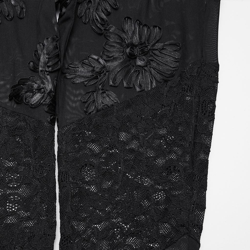 Women's Gothic Floral Mesh Leggings - Image 8