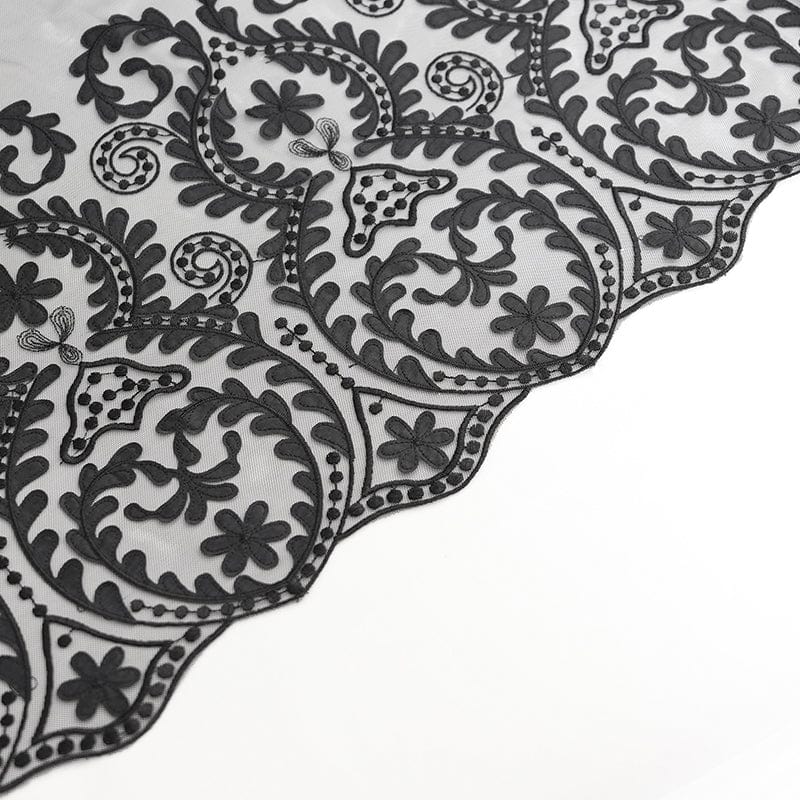 Women's Gothic Floral Mesh Splice Skirt Black - Image 12