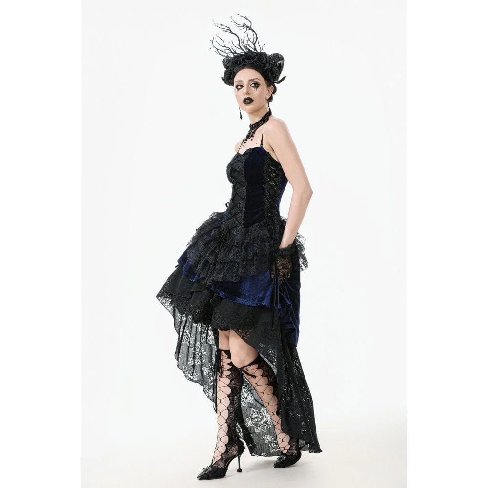Women's Gothic Floral Multilayered Lace High/Low Slip Dress Wedding Dress - Image 10