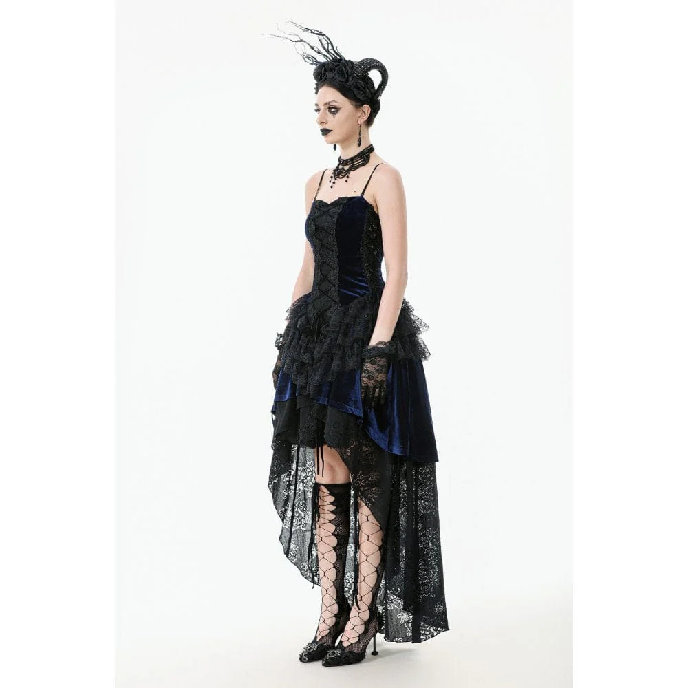 Women's Gothic Floral Multilayered Lace High/Low Slip Dress Wedding Dress - Image 12