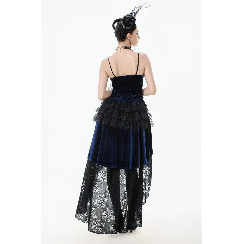 Women's Gothic Floral Multilayered Lace High/Low Slip Dress Wedding Dress - Image 13