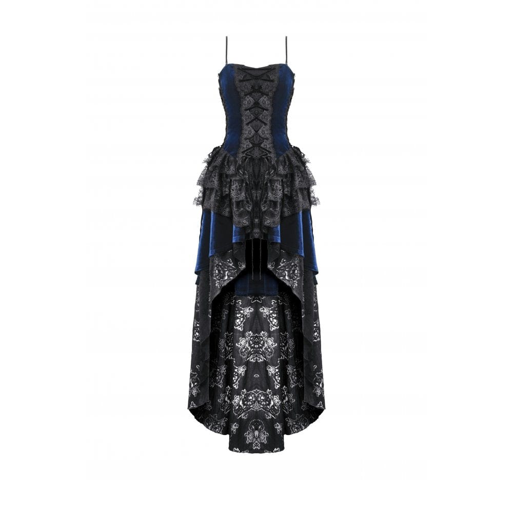 Women's Gothic Floral Multilayered Lace High/Low Slip Dress Wedding Dress - Image 14