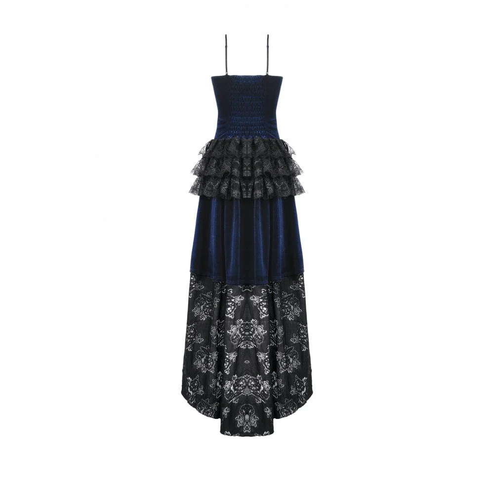 Women's Gothic Floral Multilayered Lace High/Low Slip Dress Wedding Dress - Image 15