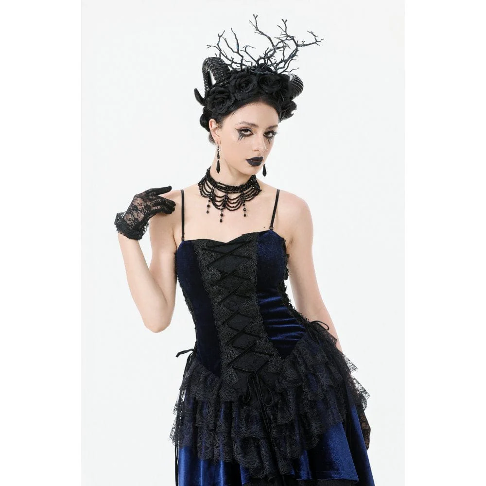 Women's Gothic Floral Multilayered Lace High/Low Slip Dress Wedding Dress - Image 2