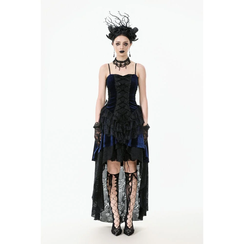 Women's Gothic Floral Multilayered Lace High/Low Slip Dress Wedding Dress - Image 5