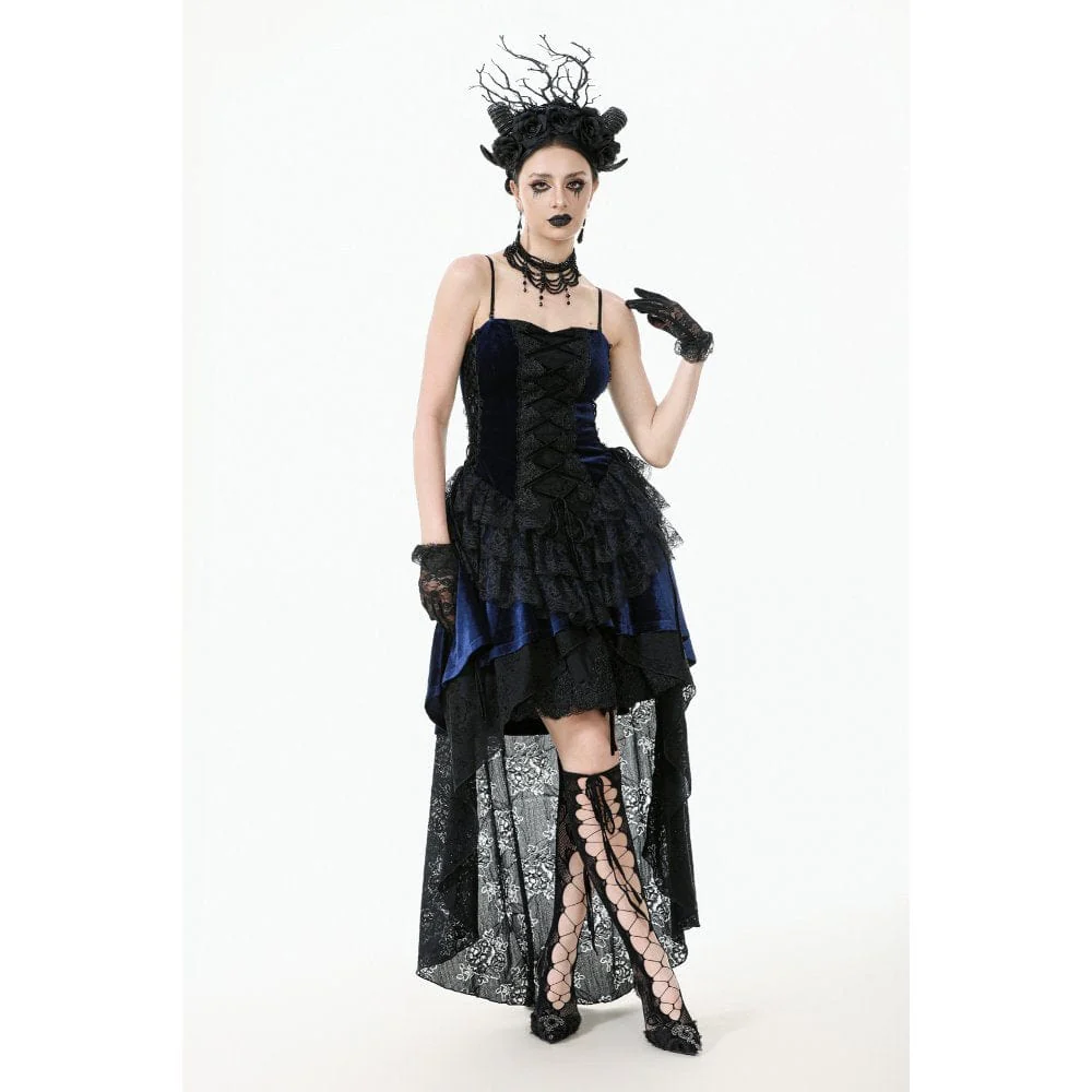 Women's Gothic Floral Multilayered Lace High/Low Slip Dress Wedding Dress - Image 6