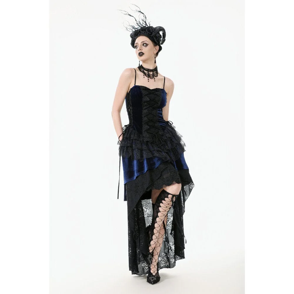 Women's Gothic Floral Multilayered Lace High/Low Slip Dress Wedding Dress - Image 8
