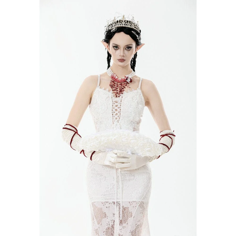 Women's Gothic Floral Pearl-embellished Lace Fan - Image 4