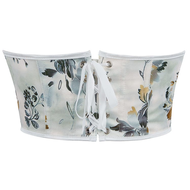 Women's Gothic Floral Printed Lace-up Underbust Corset - Image 3