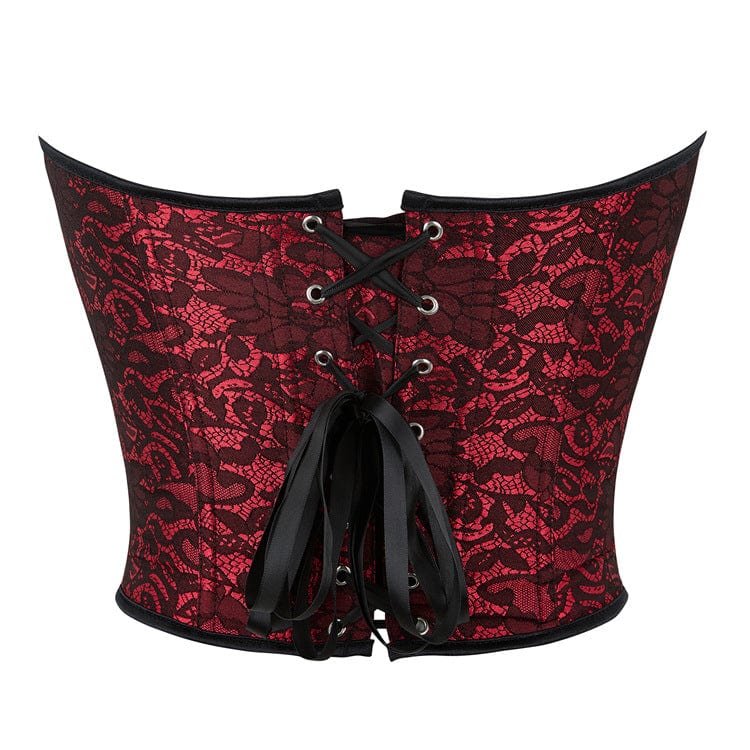 Women's Gothic Floral Printed Overbust Corset - Image 3