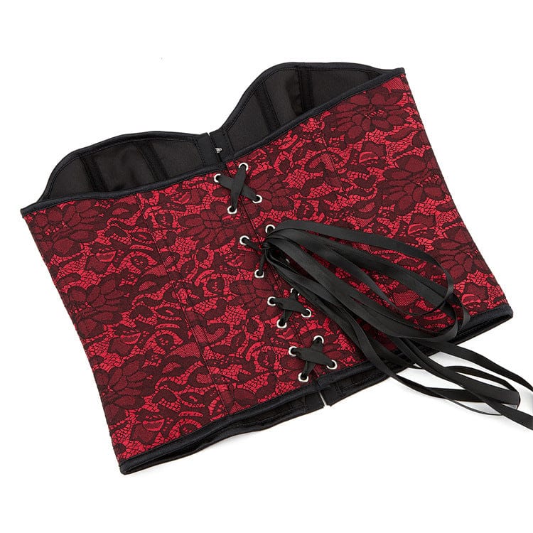 Women's Gothic Floral Printed Overbust Corset - Image 5