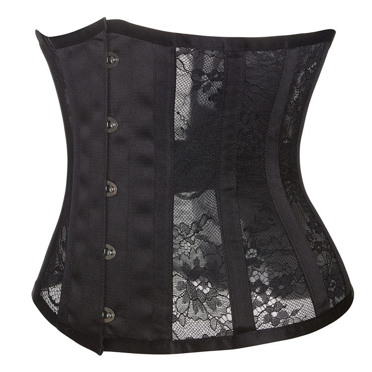 Women's Gothic Floral Satin Underbust Corset - Image 8