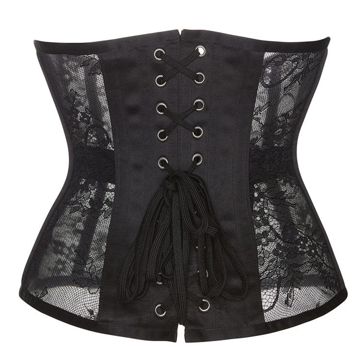 Women's Gothic Floral Satin Underbust Corset - Image 9
