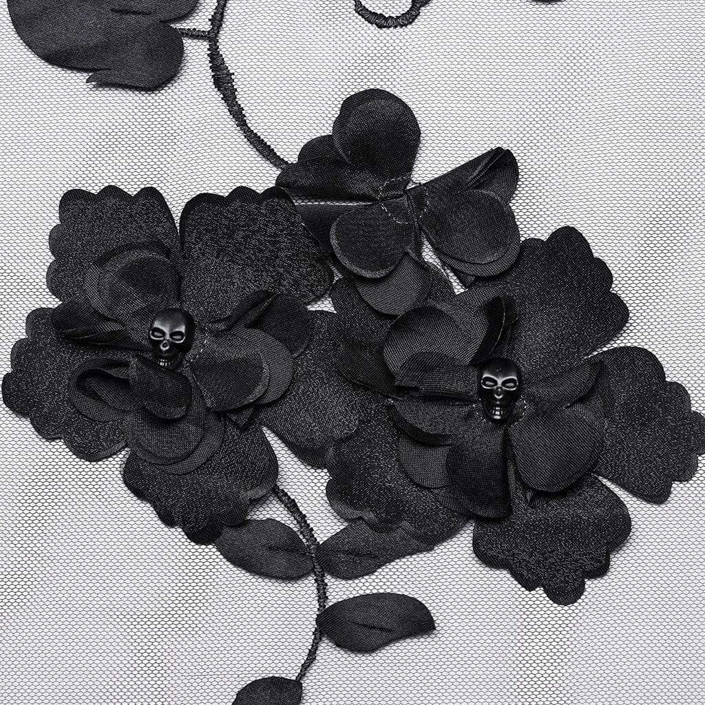 Women's Gothic Floral Splice Mesh Veil - Image 8