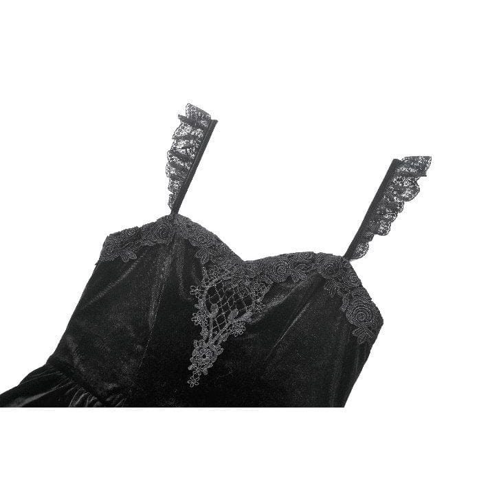 Women's Gothic Flower Embroidered Multilayer Lace Velet Slip Dress Graduation Dress - Image 16