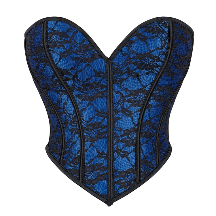Women's Gothic Flower Printed Lace-up Overbust Corset