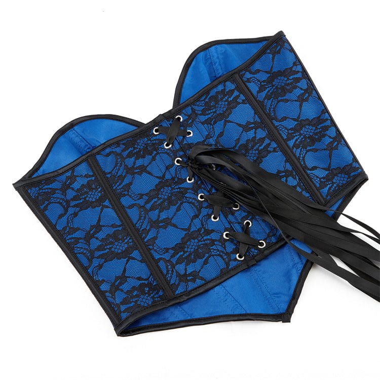 Women's Gothic Flower Printed Lace-up Overbust Corset - Image 4