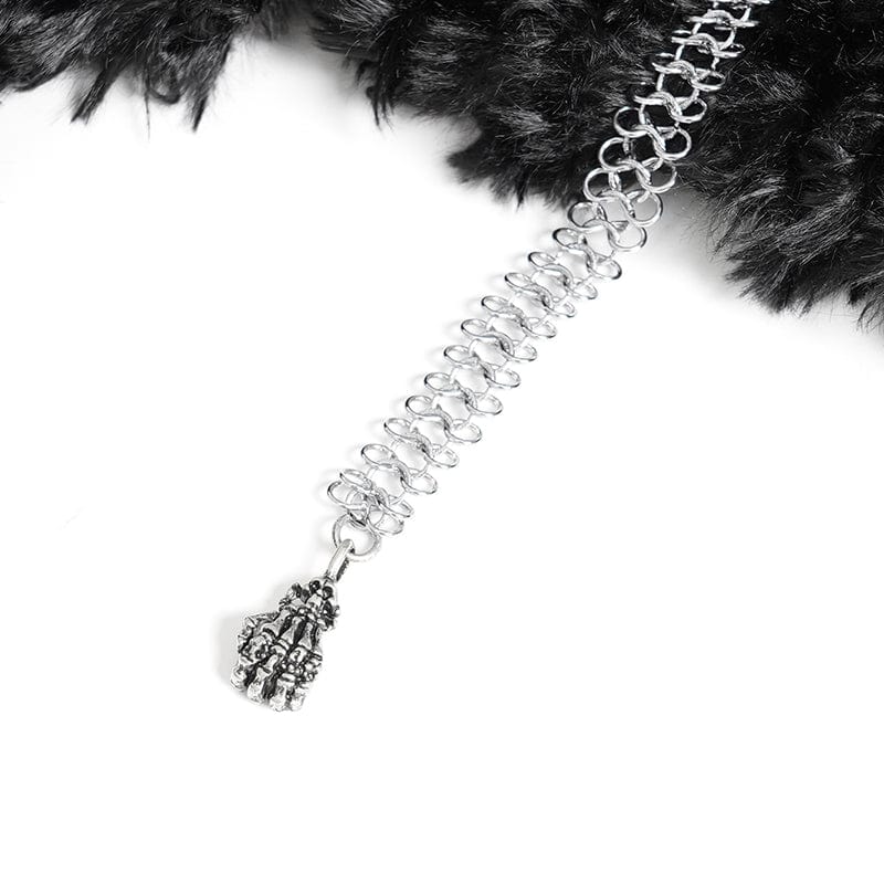 Women's Gothic Fluffy Chain Hooded Cape - Image 12