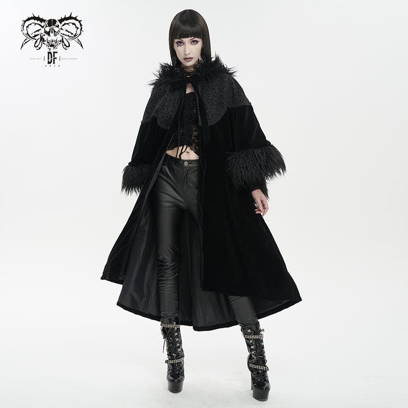 Women's Gothic Fluffy Splice Embossed Cloak - Image 2