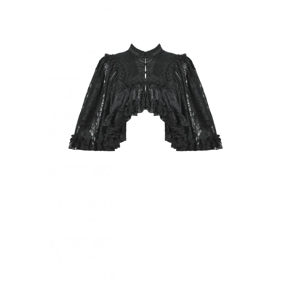 Women's Gothic Frog Ruffled Lace Cape - Image 8