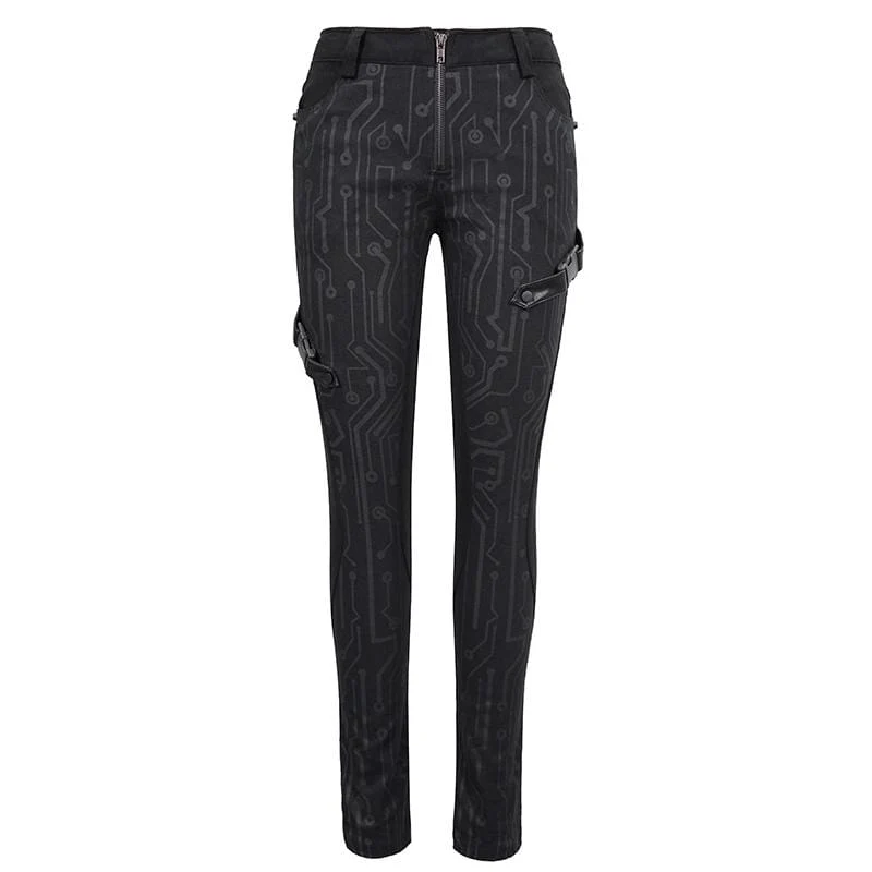 Women's Gothic Front Zip Straight-leg Pants - Image 4