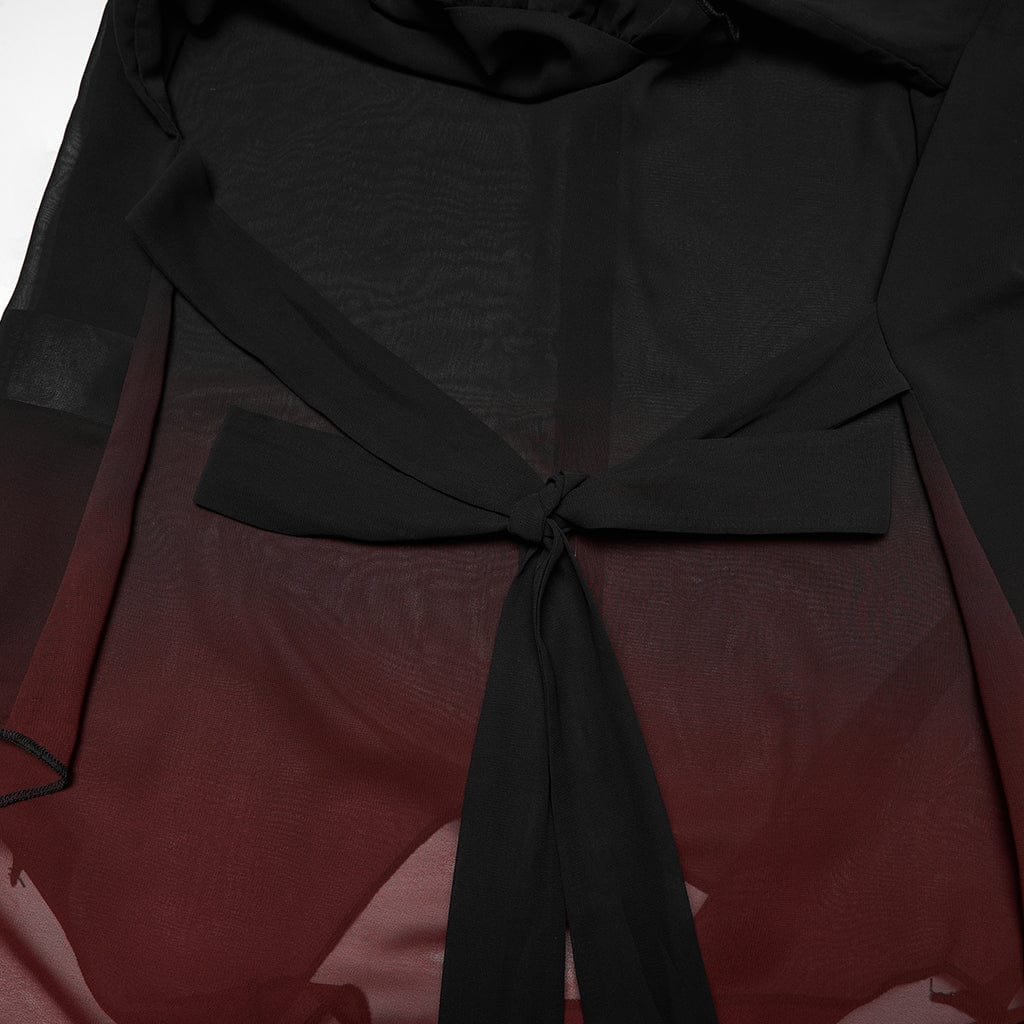 Women's Gothic Gradient Flared Sleeve Sheer Chiffon Shirt - Image 8