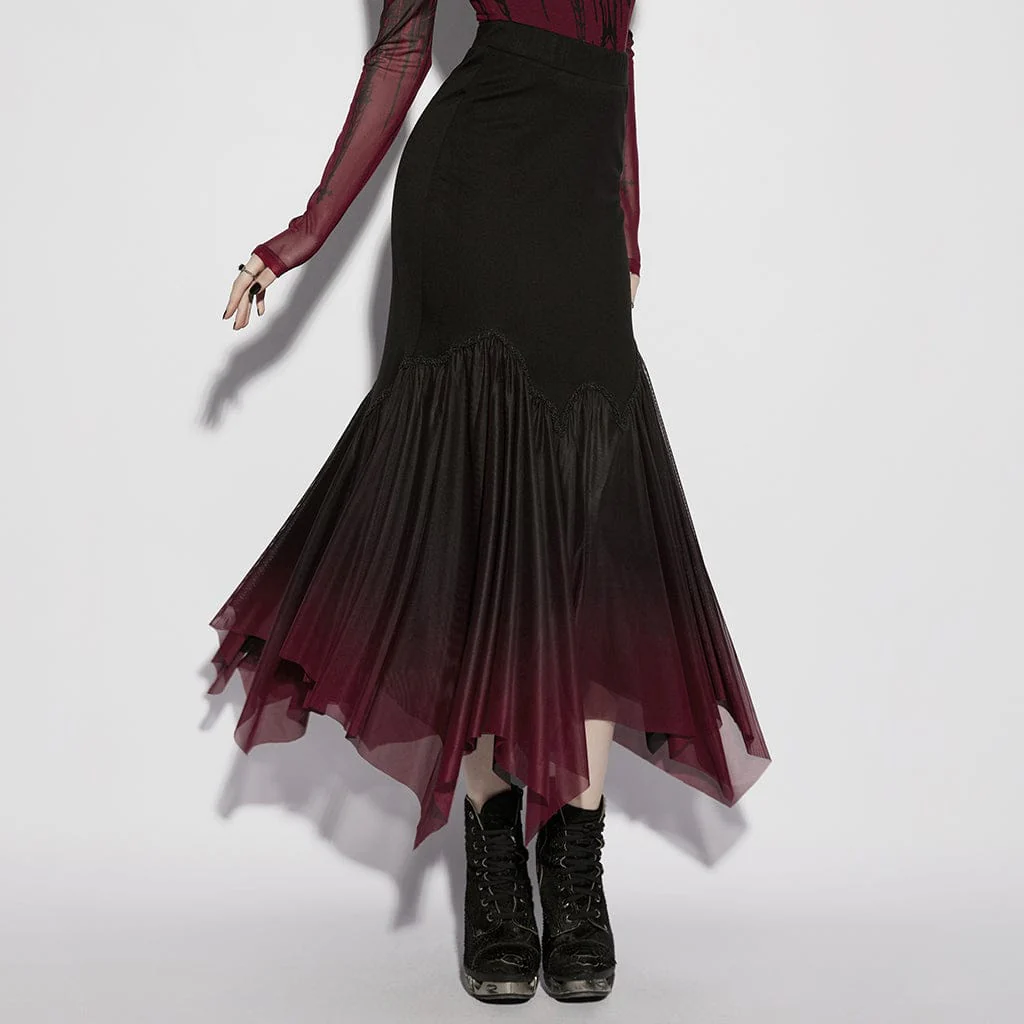 Women's Gothic Gradient Irregular Fishtail Skirt