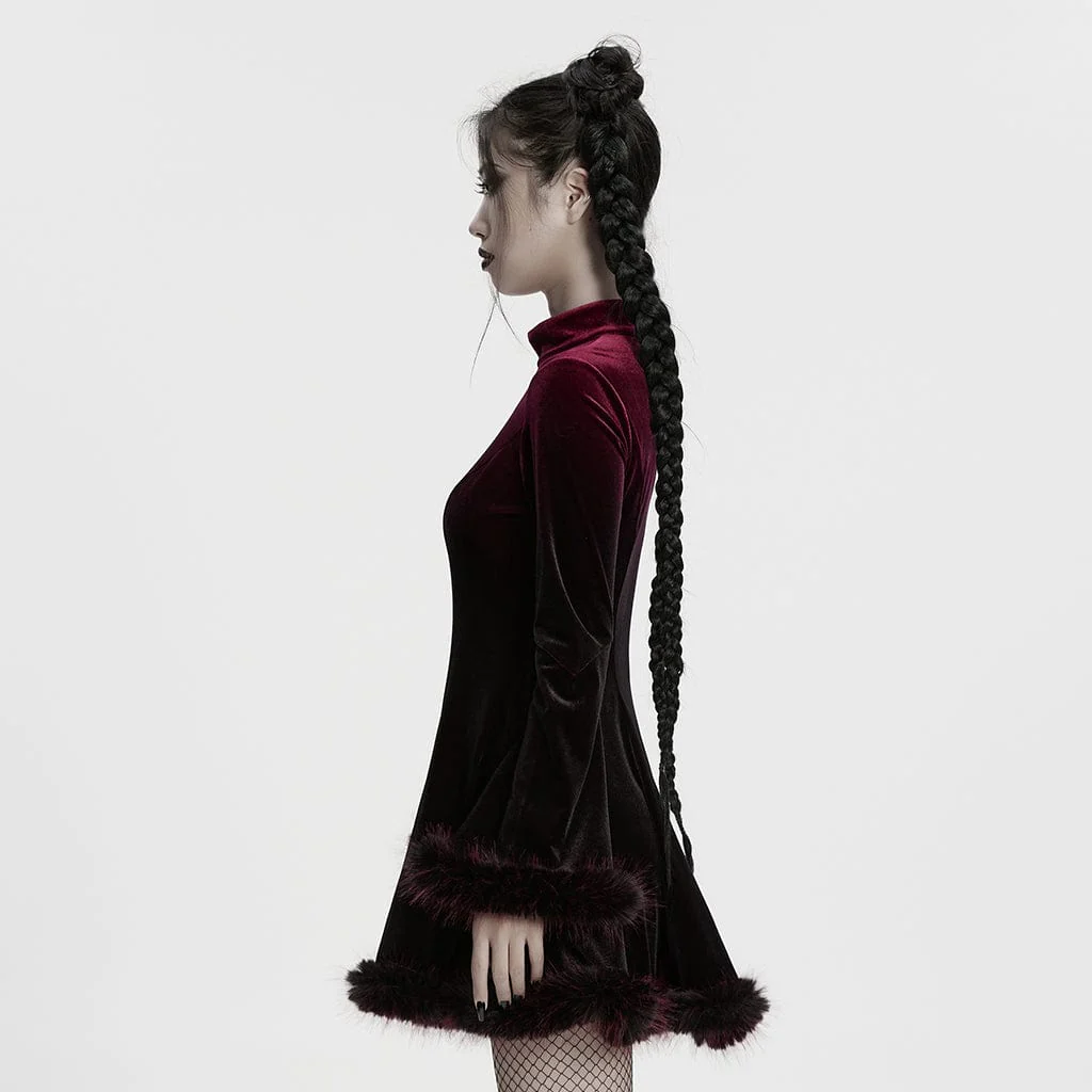 Women's Gothic Gradient Velvet Dress Red - Image 2