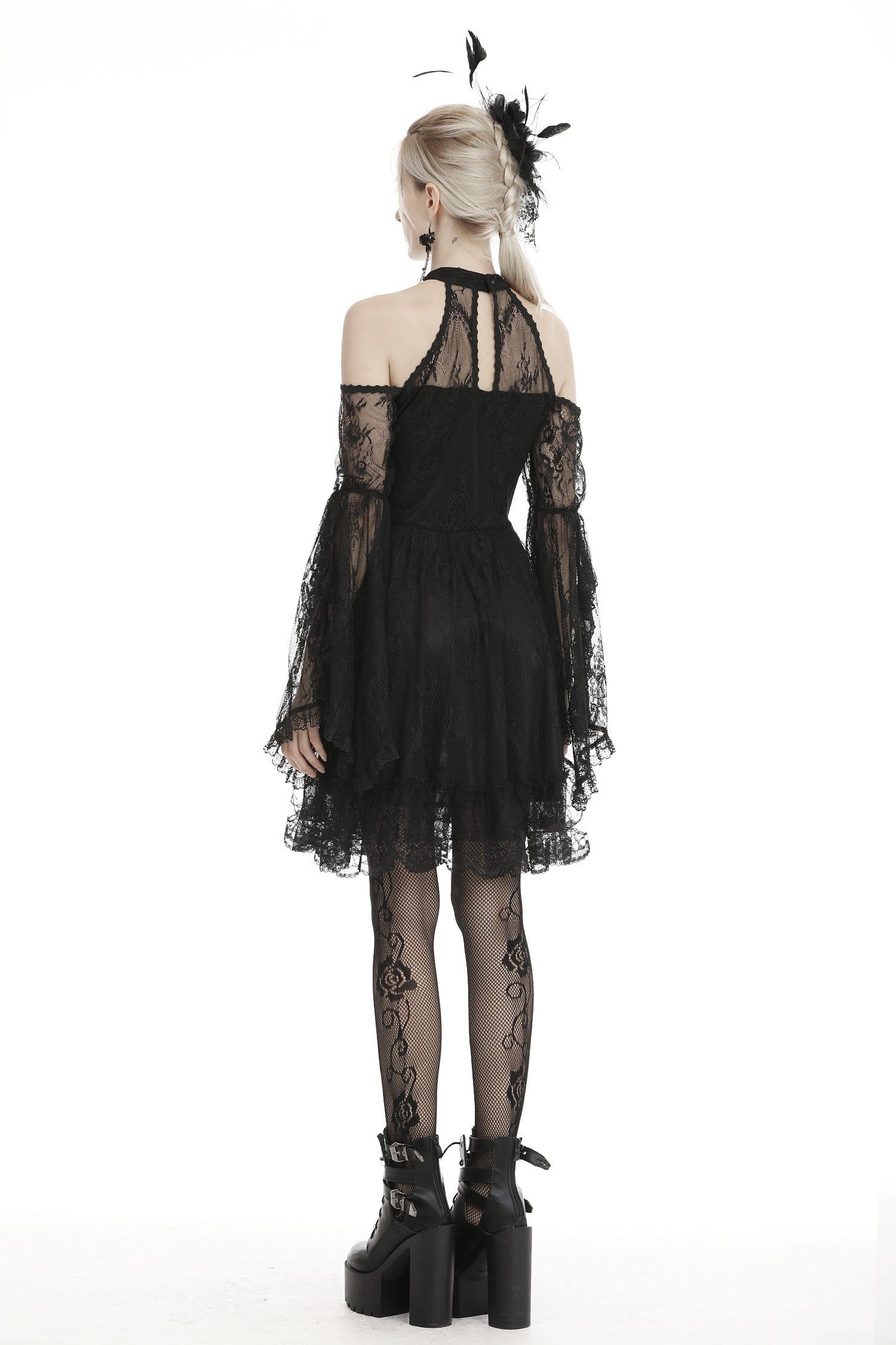 Women's Gothic Halter Lace Dresses - Image 3
