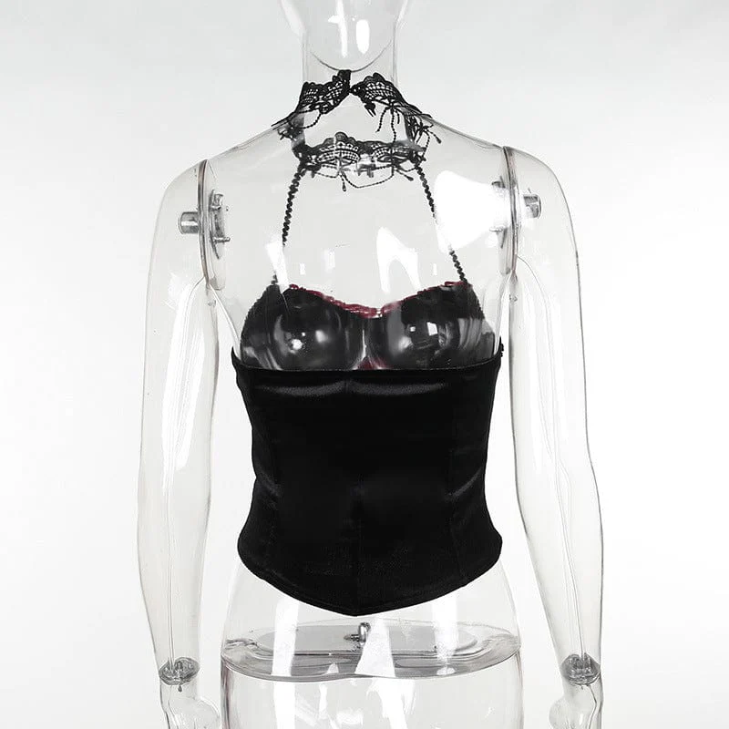 Women's Gothic Halterneck Contrast Color Splice Vest - Image 11