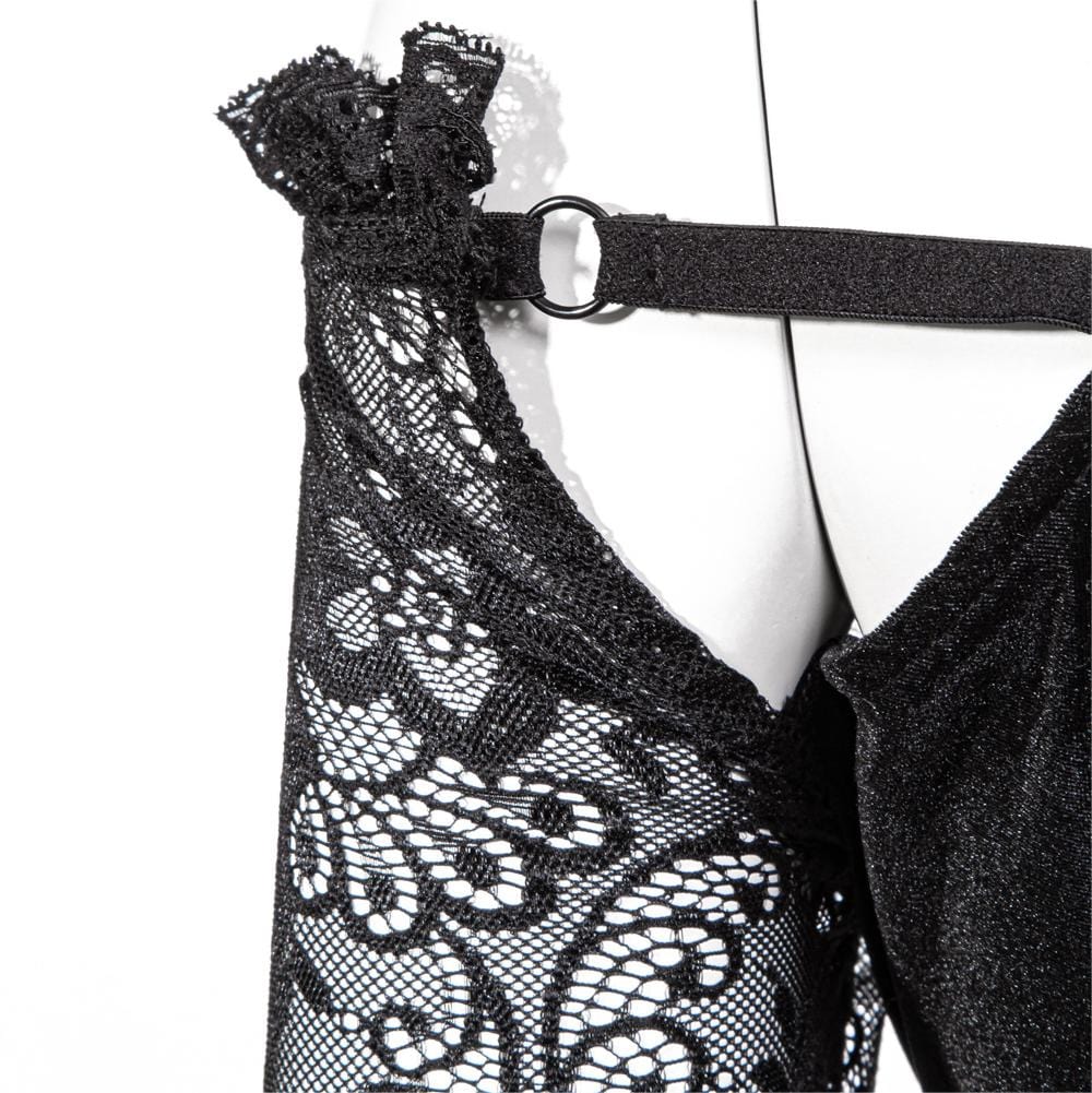 Women's Gothic Halterneck  Lace Long Sleeved Crop Top - Image 8
