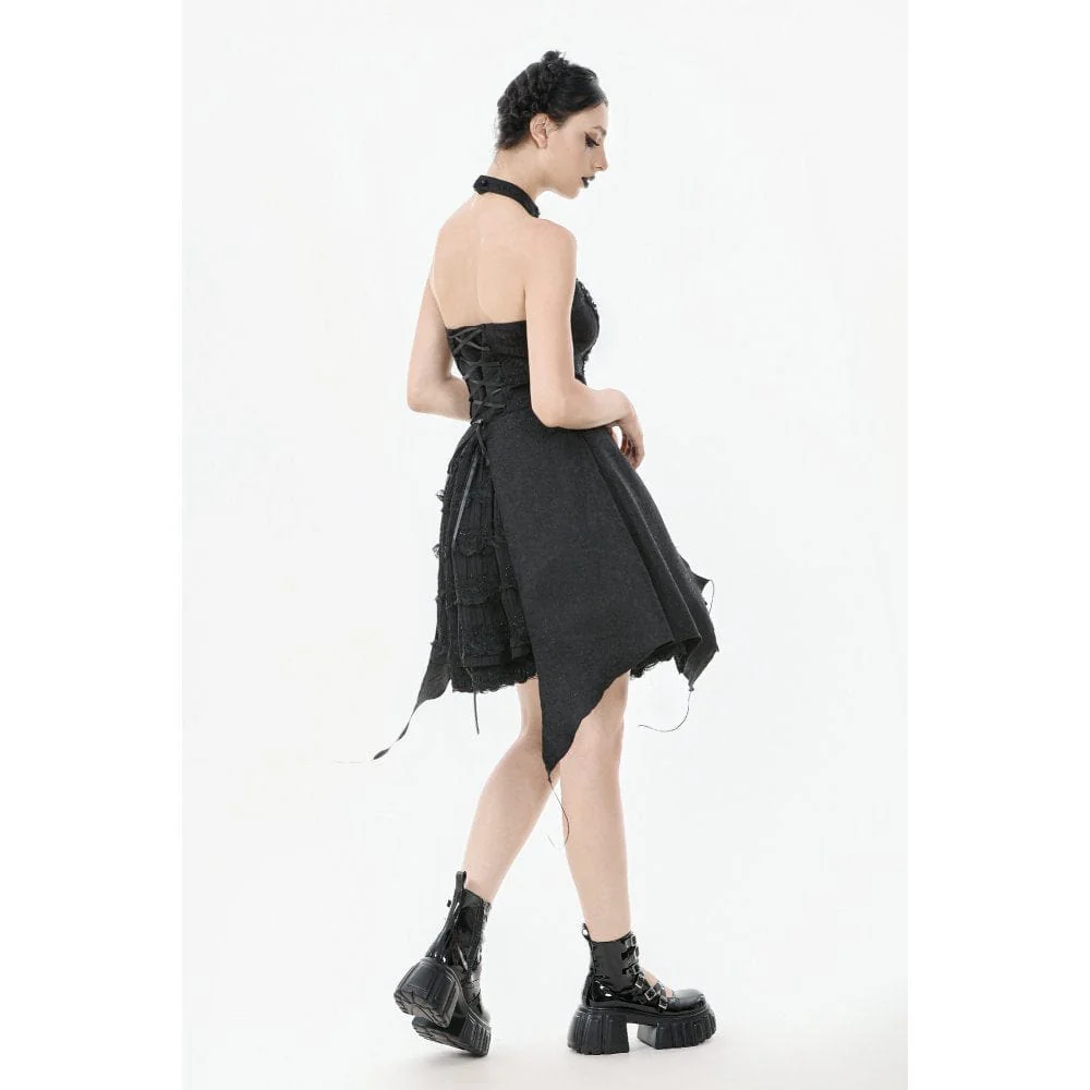 Women's Gothic Halterneck Lace Party Dress Graduation Dress - Image 12
