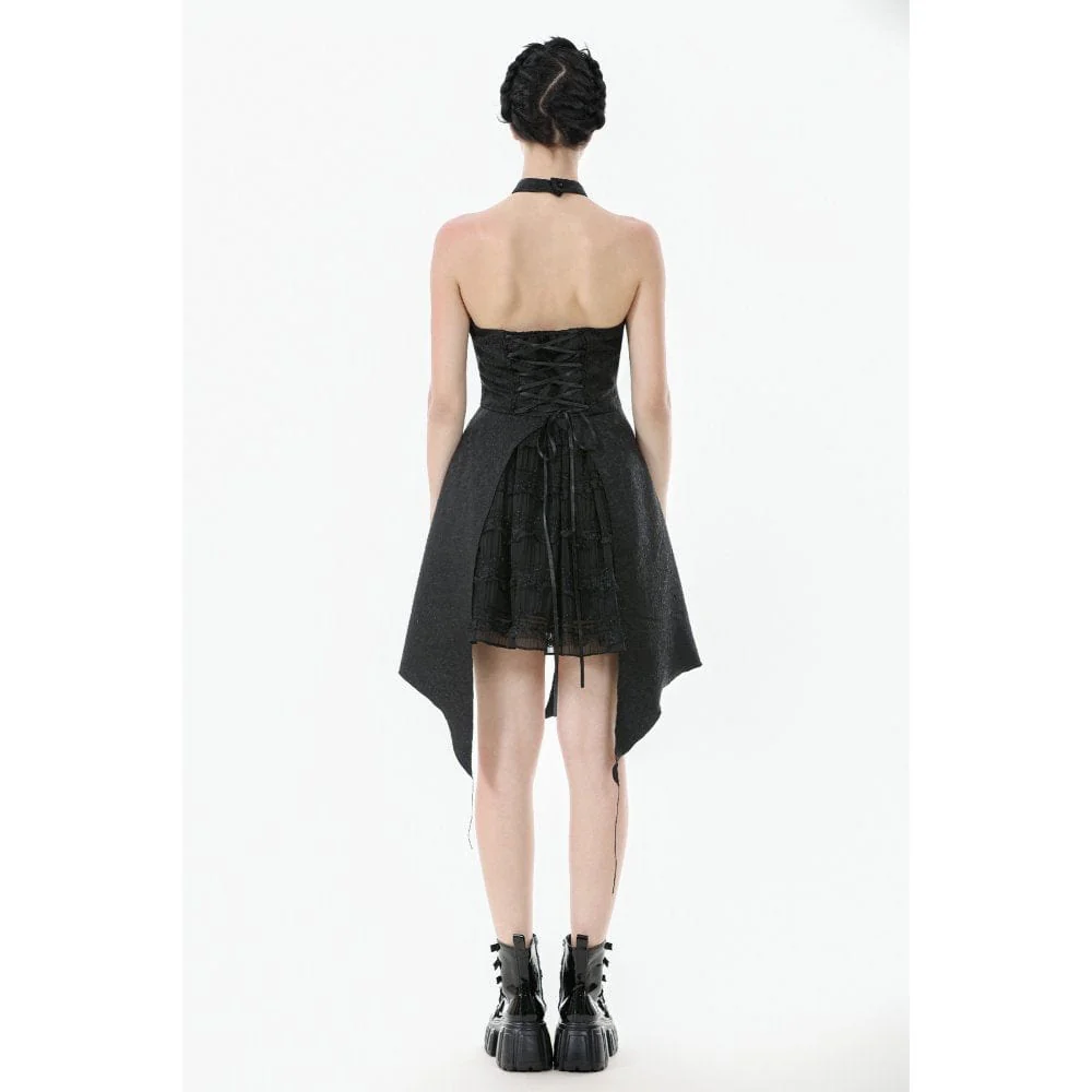 Women's Gothic Halterneck Lace Party Dress Graduation Dress - Image 13