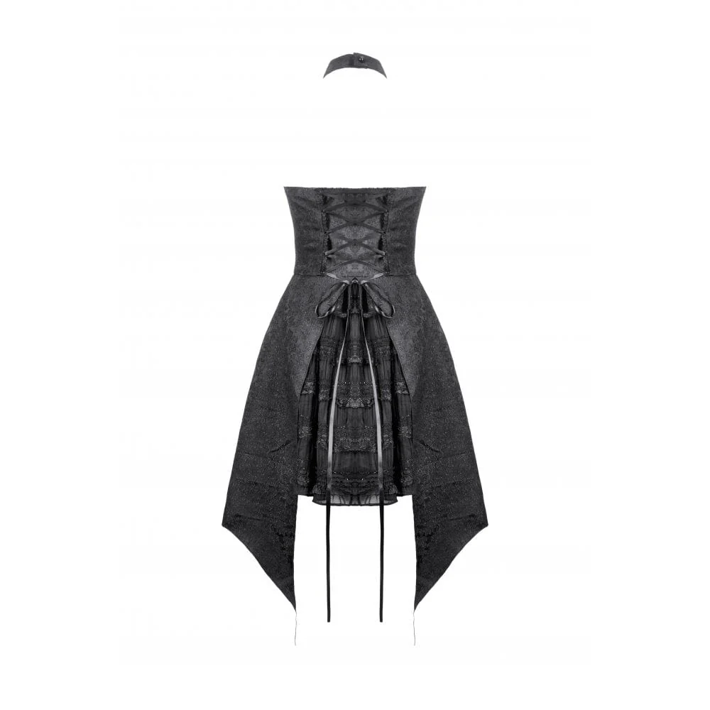 Women's Gothic Halterneck Lace Party Dress Graduation Dress - Image 15
