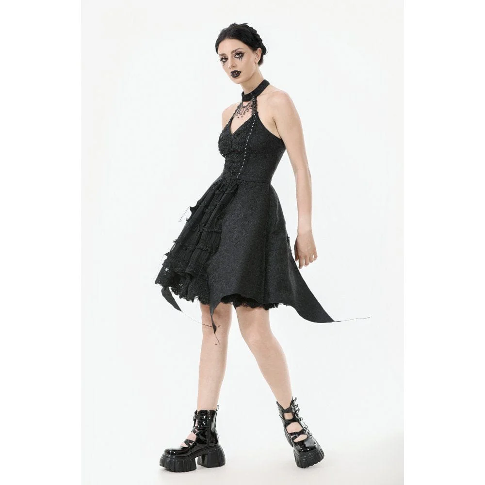 Women's Gothic Halterneck Lace Party Dress Graduation Dress - Image 9