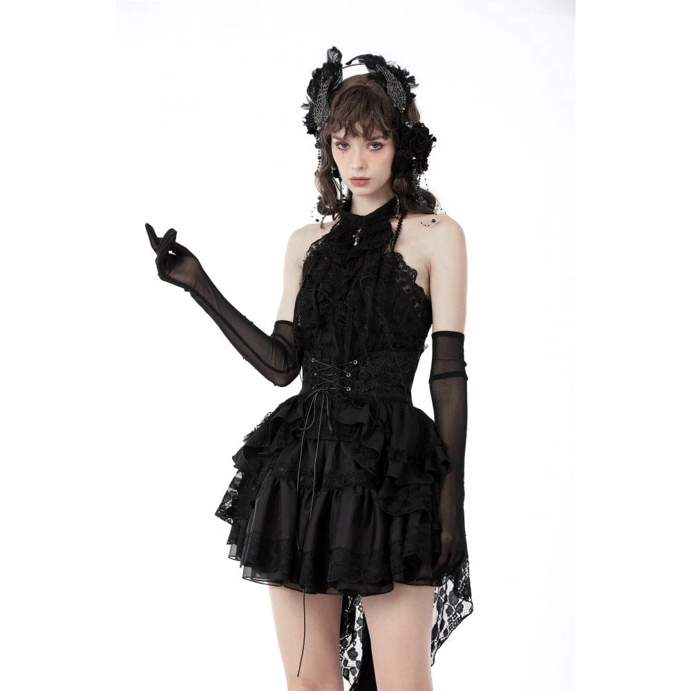 Women's Gothic Halterneck Lace Tank Top - Image 3