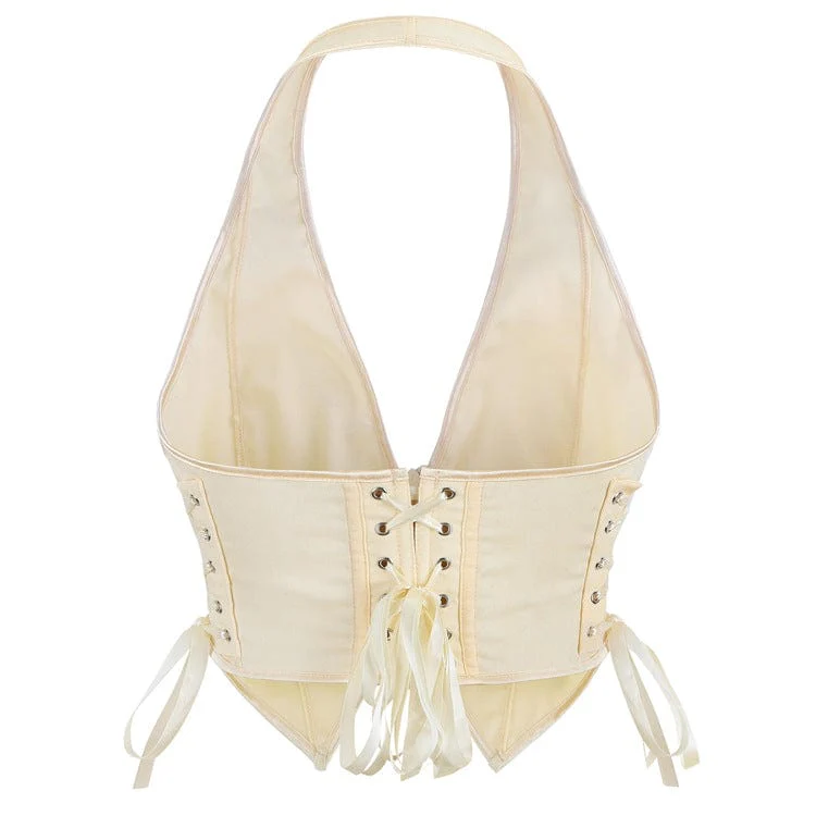 Women's Gothic Halterneck Lace-up Zip Bustier - Image 3