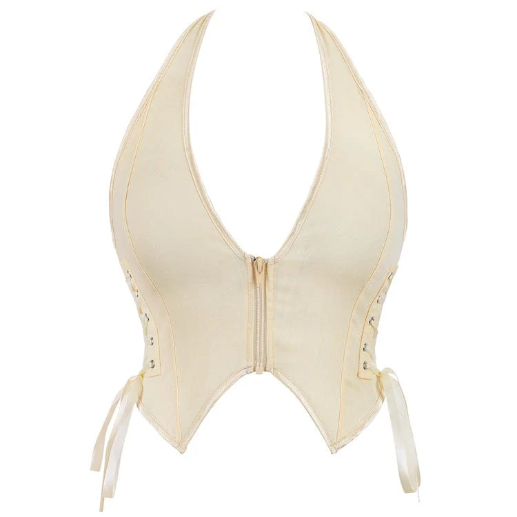 Women's Gothic Halterneck Lace-up Zip Bustier - Image 5