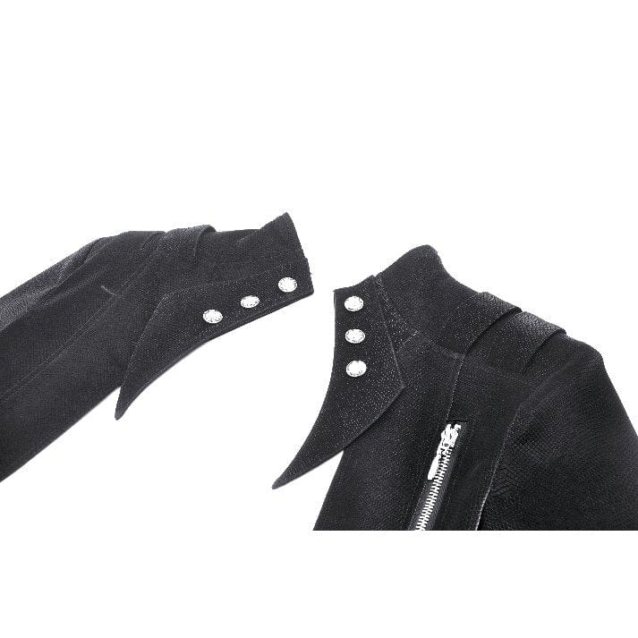 Women's Gothic High/Low Faux Leather Splice Jacket - Image 13
