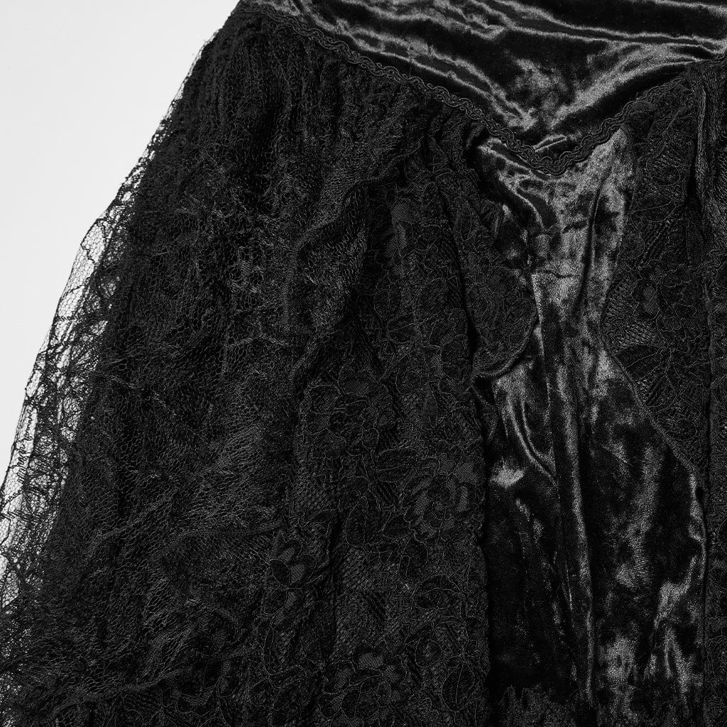 Women's Gothic High-low Hem Lace Skirt Black - Image 7