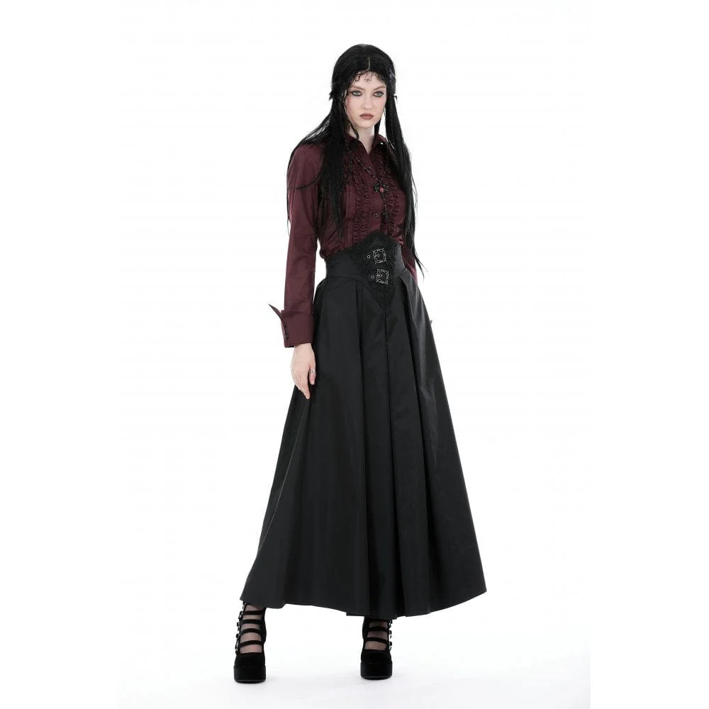 Women's Gothic High-waisted Pleated Long Skirt - Image 5