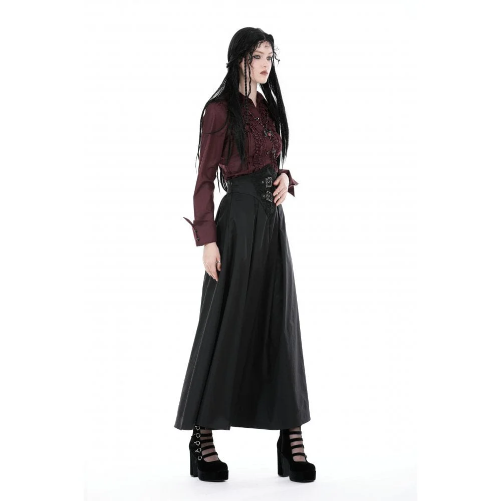 Women's Gothic High-waisted Pleated Long Skirt - Image 8