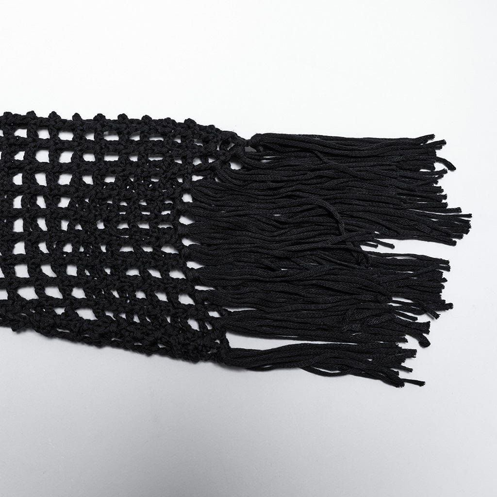 Women's Gothic Hollow-out Tassels Sweater Black - Image 8