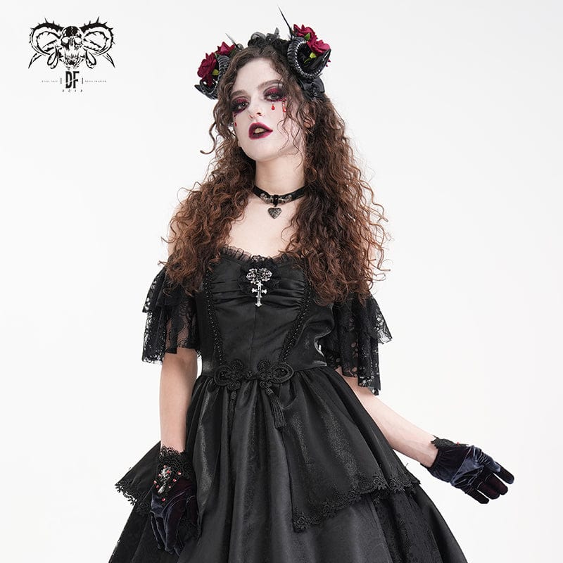 Women's Gothic Horn Rose Mesh Hair Accessories - Image 5