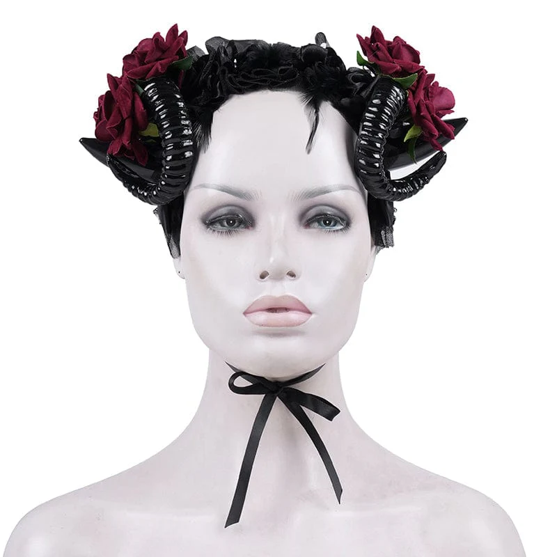 Women's Gothic Horn Rose Mesh Hair Accessories - Image 6