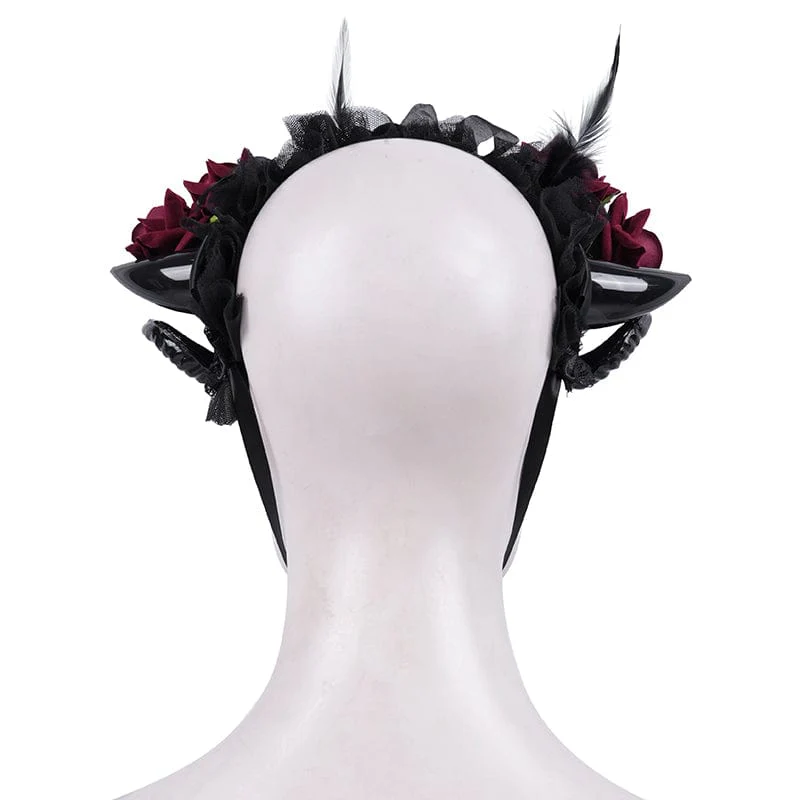 Women's Gothic Horn Rose Mesh Hair Accessories - Image 8