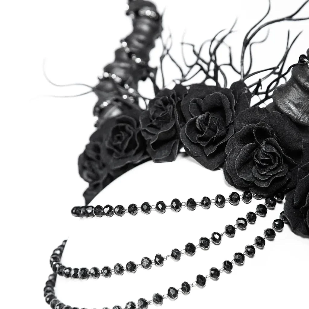Women's Gothic Horned Beaded Rose Headwear - Image 11