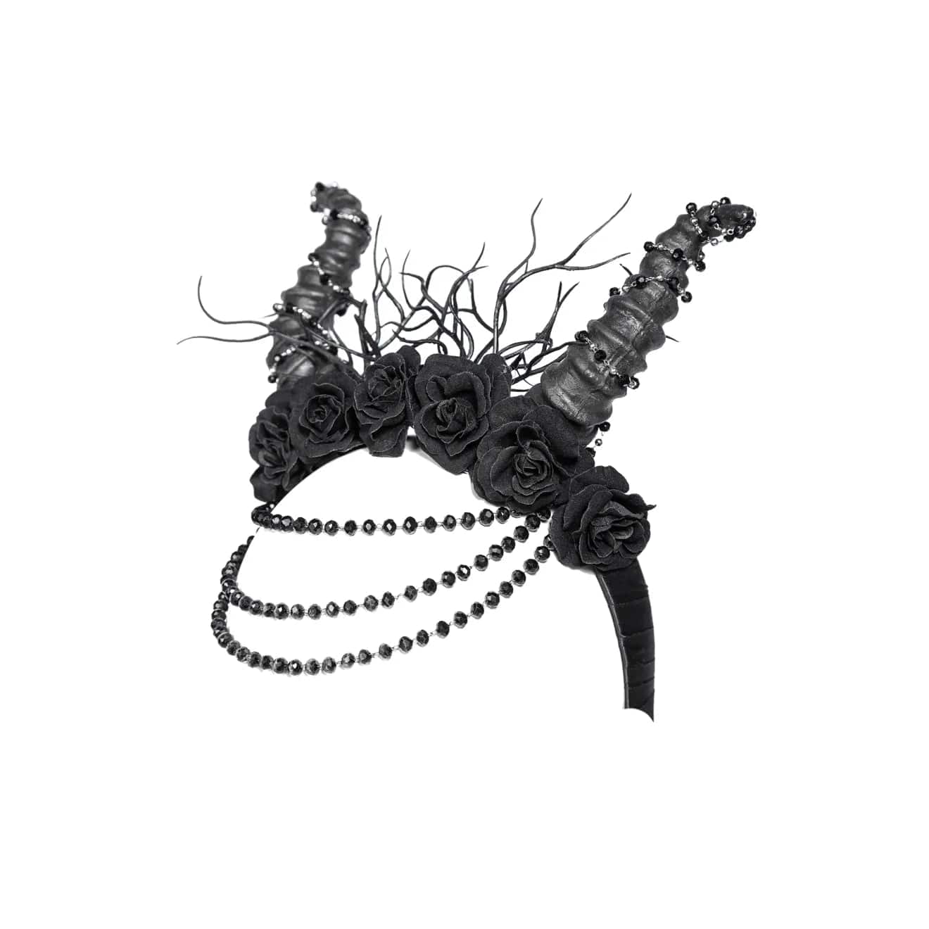 Women's Gothic Horned Beaded Rose Headwear - Image 9