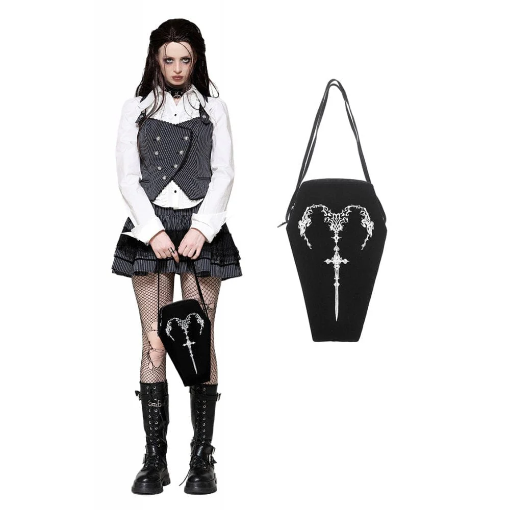 Women's Gothic Horned Embroidered Coffin Bag
