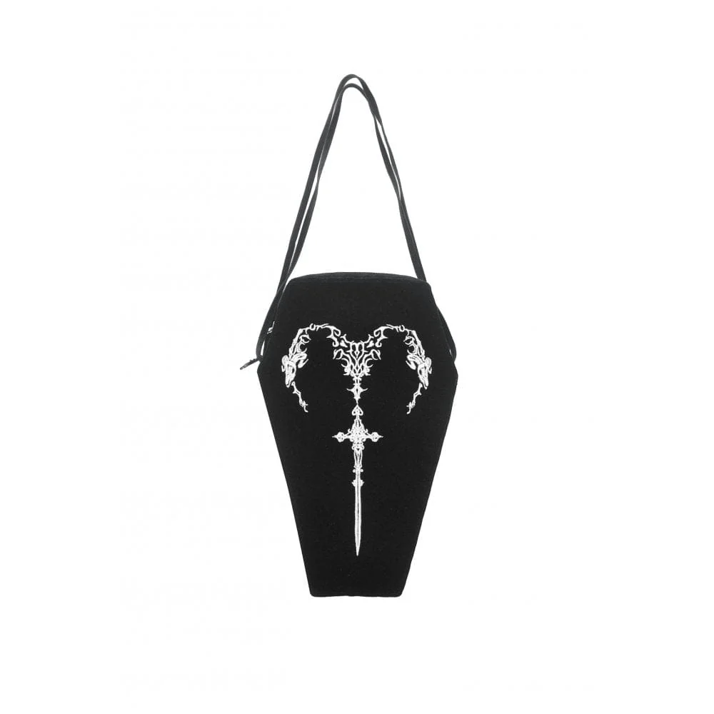 Women's Gothic Horned Embroidered Coffin Bag - Image 7
